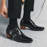 Luxury Designer Monk Leather Men's Shoes, High Heels, Polished, Double Buckle, Pointed Toe, Casual Shoes for Men, Party Wedding Shoes for Men