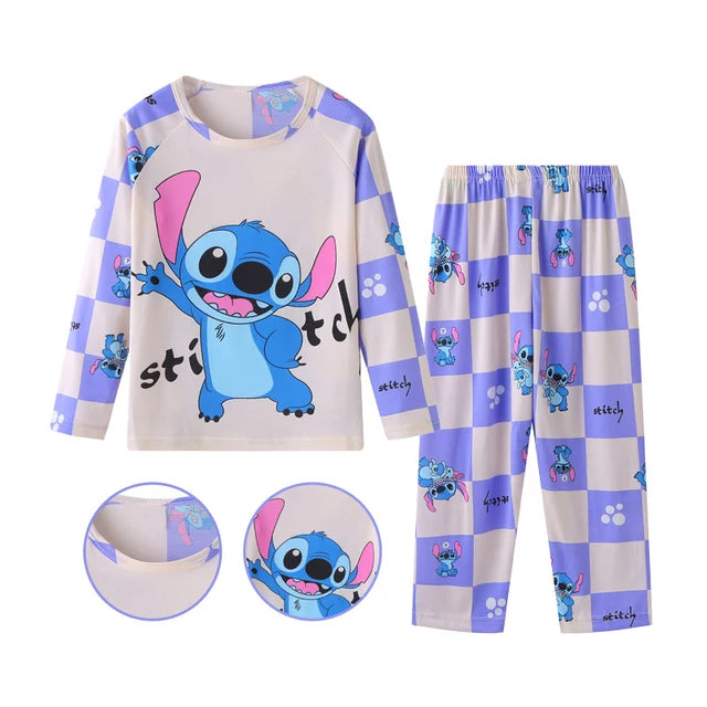 Pijama de manga larga para niño, Stitch, pijama de ángel, ropa para niños, ropa para niñas, novedad, primavera 