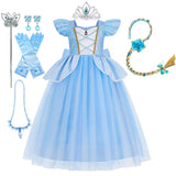 Disney Deluxe Elegant Cinderella Princess Ball Gown Fancy Birthday Cinderella Party Dress Vestidos Costume Play Carnival Apparel