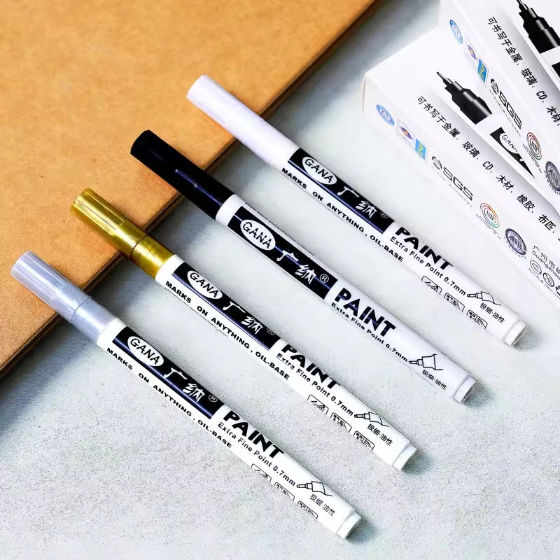 Fine tip permanent Paint Marker Pen DIY Paint Metallic Pen Permanent Gold SILVER Marker Touch Up,School Model Painting