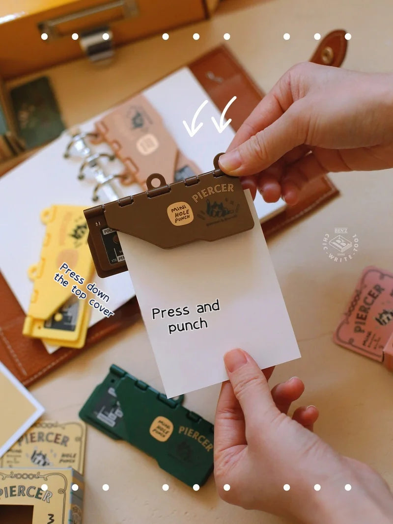 3-Hole 4mm Card Hole Punch Limited Edition Loose Leaf Notebook M5/A7 Portable Binder Punching Machine Office Supplies For 1paper