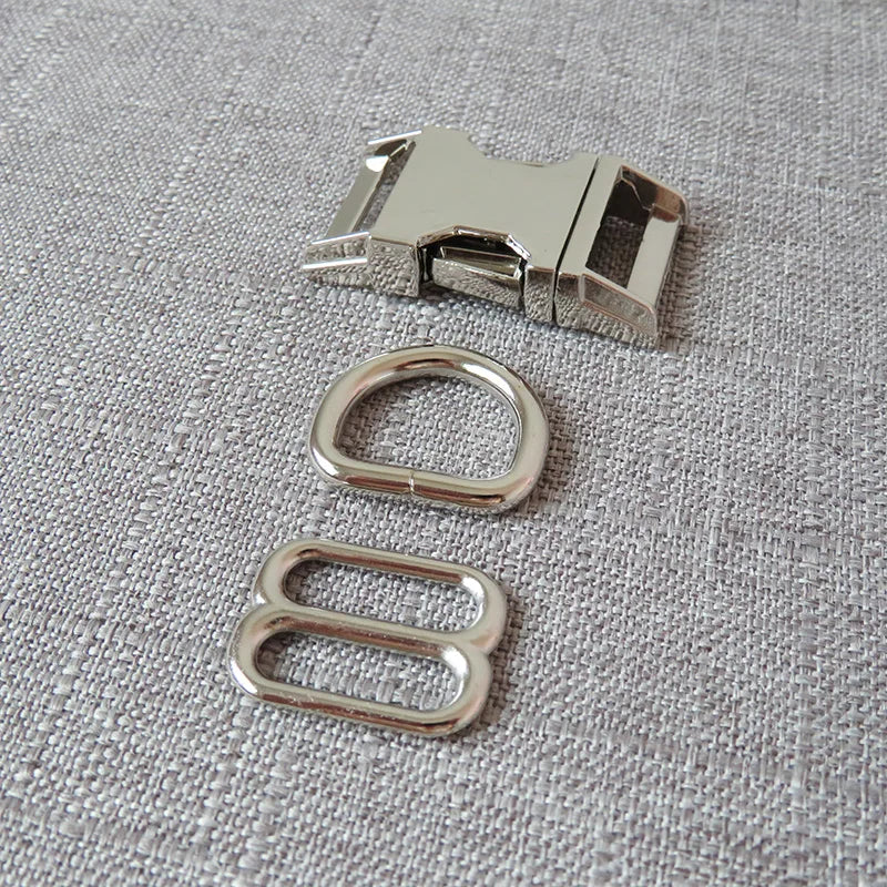 1Set Strong Hardware Metal Straps Slider D Ring Release Belt Buckle For Cat Pet Dog Collar Harness Paracord Sewing Accessory