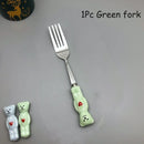 New Cute Bear Spoon Fork Ceramic Dessert Milk Fruit Salad Spoons Cartoon Flatware Kid Cutlery Tableware School Picnic Dinnerware