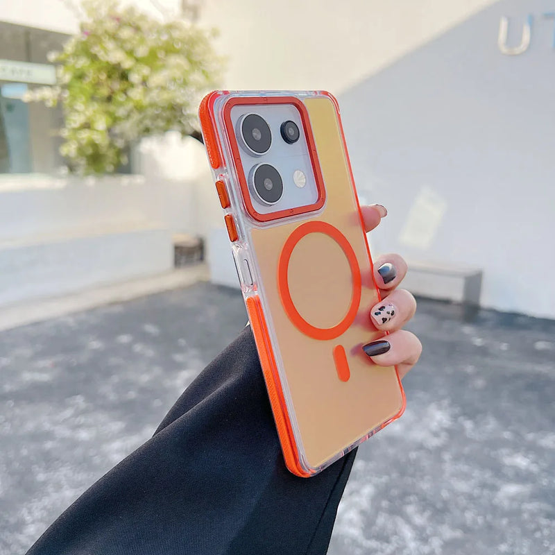 Colorful Magnetic Magsafe Phone Case For Xiaomi Redmi Note 14 Pro Plus 13 POCO X7 Pro 4G 5G Matte Candy Translucent PC Cover
