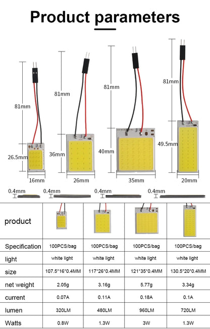 1pcs Festoon LED C5W COB Bulb 31mm 36mm 39mm 41/42mm T10 W5W Auto Dome License Plate Light Luggage Trunk Lamp Clearance Lights