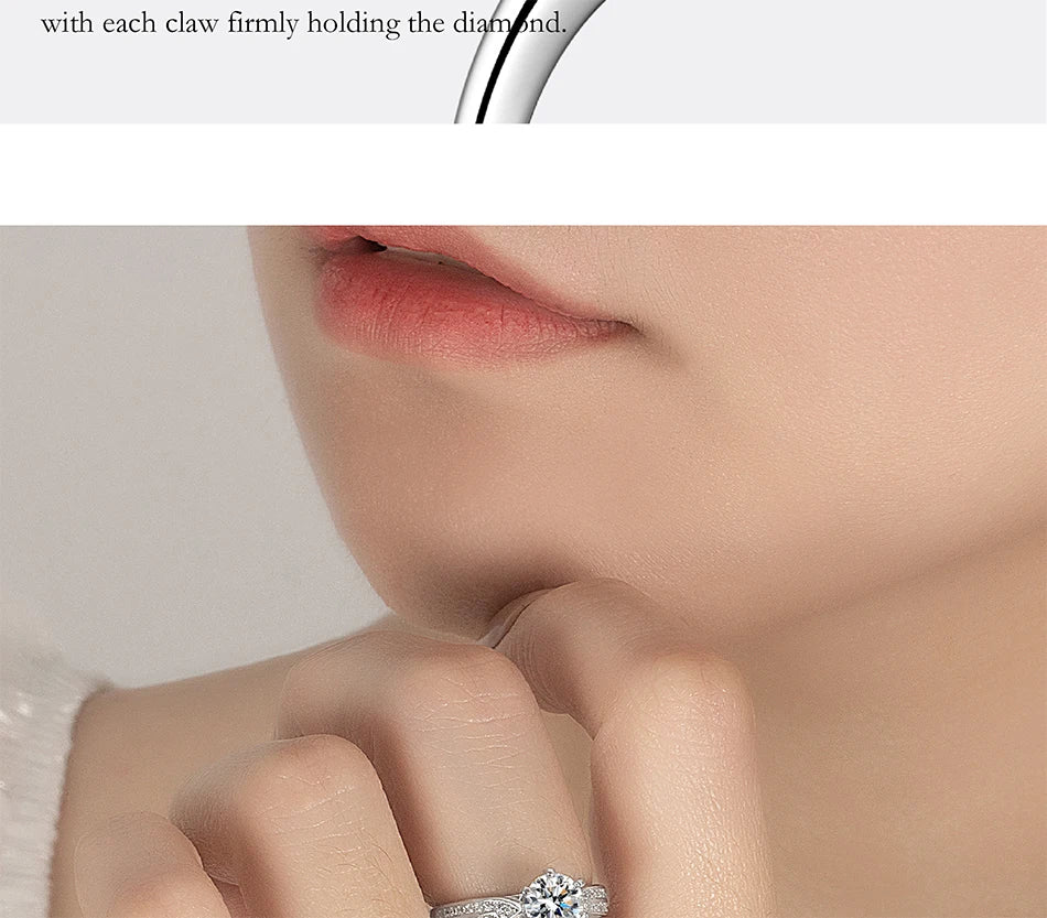 PERFANY 0.5-2CT Moissanite Ring for Women S925 Pure Silver Laboratory GRA Certified Diamond Wedding Luxury Jewelry