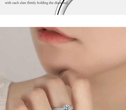 PERFANY 0.5-2CT Moissanite Ring for Women S925 Pure Silver Laboratory GRA Certified Diamond Wedding Luxury Jewelry