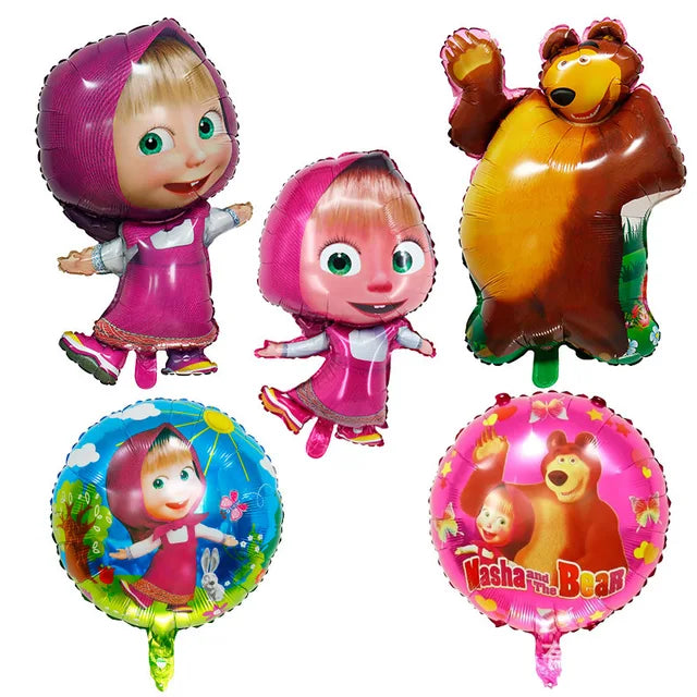 Disney Mashas and Bear Balloon Set, Cartoon Decoration, Birthday Party Supplies, Baby Shower Decor, Toddler Toy Gift, Kids 