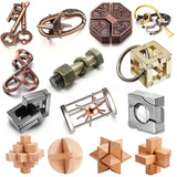 Quebra-cabeças de metal e madeira, brinquedos de encaixe e destreza, desafio de lógica e QI, diversão para viagens e presentes interessantes para crianças e adultos.