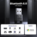 USB Bluetooth Adapter, Bluetooth 6.0 Dongle for PC Windows 11/10/8.1, Bluetooth Receiver & Transmitter for Keyboard/Mouse