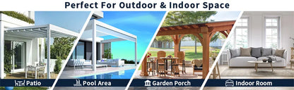 Outdoor Waterproof Blackout Curtains Top and Bottom Grommets Garden Windproof Rainproof Polyester Three Layers of Shading Screen