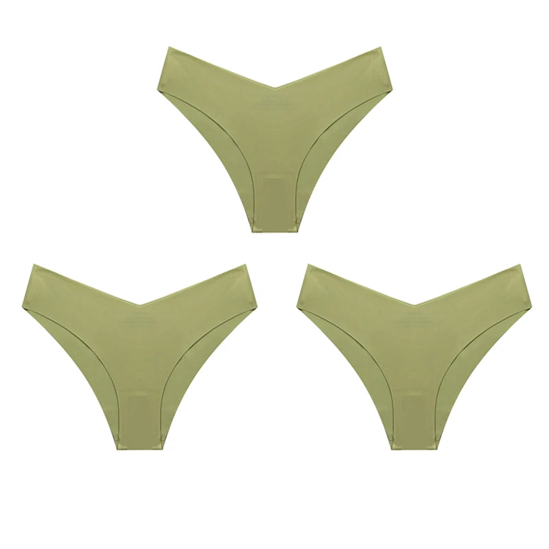 WarmSteps – Kit com 3 calcinhas femininas estilo fio-dental, sem costura, modelo brasileiro, em tecido "seda gelada" (ice silk) – Tamanhos XS a L