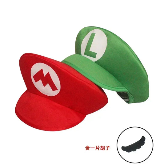 Super Marios Bros Cartoon Hat  Adult Kids Game Super Luigi Bors Cosplay Hats Red Green Cap Children Cosplay Gifts