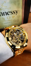 Forsining Square Skeleton Mechanical Watches Luxury Engraved Movement Retro Automatic Watch for Men Steel Strap Luminous Hands