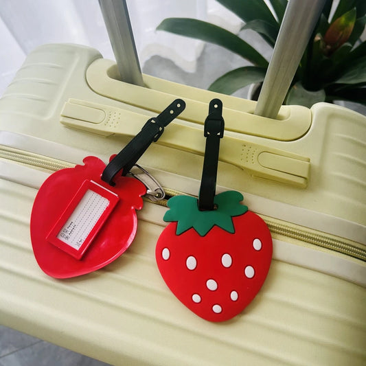 1/2pcs red strawberry luggage tag PVC soft rubber identification tag bag pendant luggage bag anti-loss surname name tag hanging