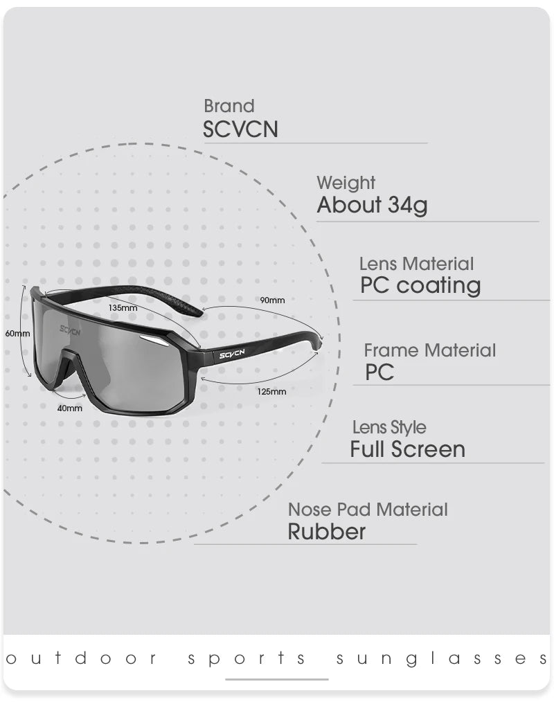 2 Packs Photochromic Riding Cycling Sunglasses Mtb Cycling Glasses Goggles Bicycle Mountain Bike Men's Women Sport Eyewear