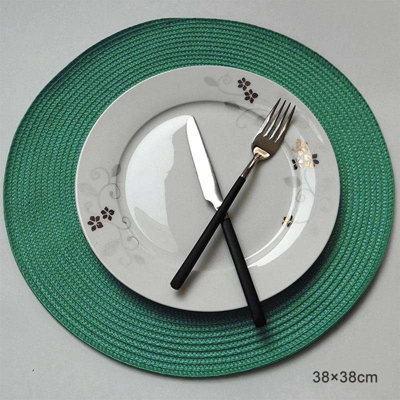 Round Placemats Set, Braided Circle Place Mat, Washable Table Mats for Kitchen Dining Table, Mixed Color Non-Slip Place Mats