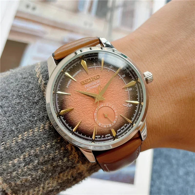 SEIKO Exquisite Dial Men's Watch Quartz Movement Creative Four Needle Dial High Quality Comfortable Fine Leather Multifunctional