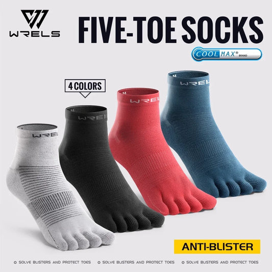 WRELS 1/3 Pairs COOLMAX Sports Five-toe Running Socks Quick-drying Breathable Anti-Blisters Marathon Toe Socks For Men And Women
