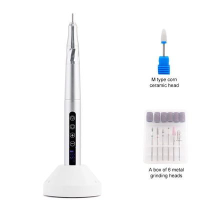85w Brushless Motor Cordless Nail Drill 35000RPM Electric Handle Pen Drill Pedicure Rechargeable Handpiece Portable Base Charge