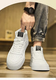 IGxx High top Shoes Zip Lace-up Leather Men's Sneakers Punk Ankle Boots For Men Hook&Loop Shoes White indestructible lacoste