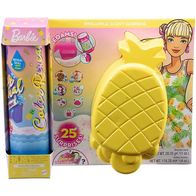 Genuine Barbie Color Reveal Foam Dolls Pet Friend with 25 Surprises Scented Bubbles Princess Doll Toys for Girls Gift