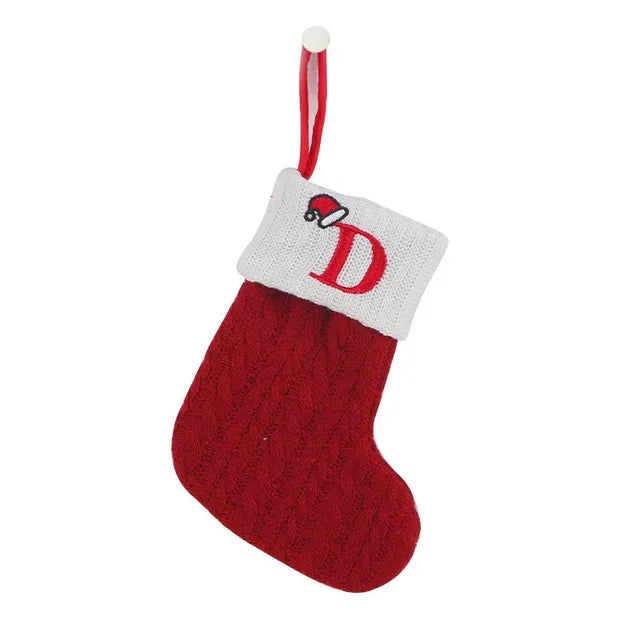 Calcetines navideños tejidos con el alfabeto, adornos para el árbol, decoración del hogar, Navidad, Año Nuevo, regalo de Navidad, 2025, 2024 