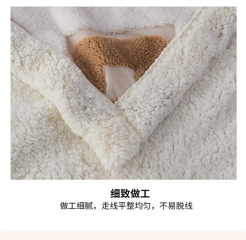 Flannel Warmth Autumn Winter Blanket Keep Warm Comfortable Jacquard King Size Blankets Skin Friendly Geometric Nap Comforter
