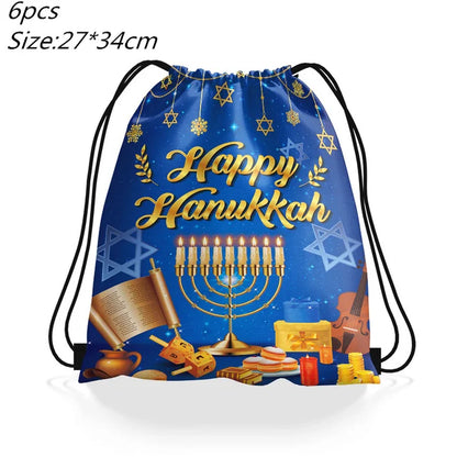 Artículos desechables para Hanukkah judío: cubiertos, platos, servilletas, vasos y decoraciones para fiestas. 