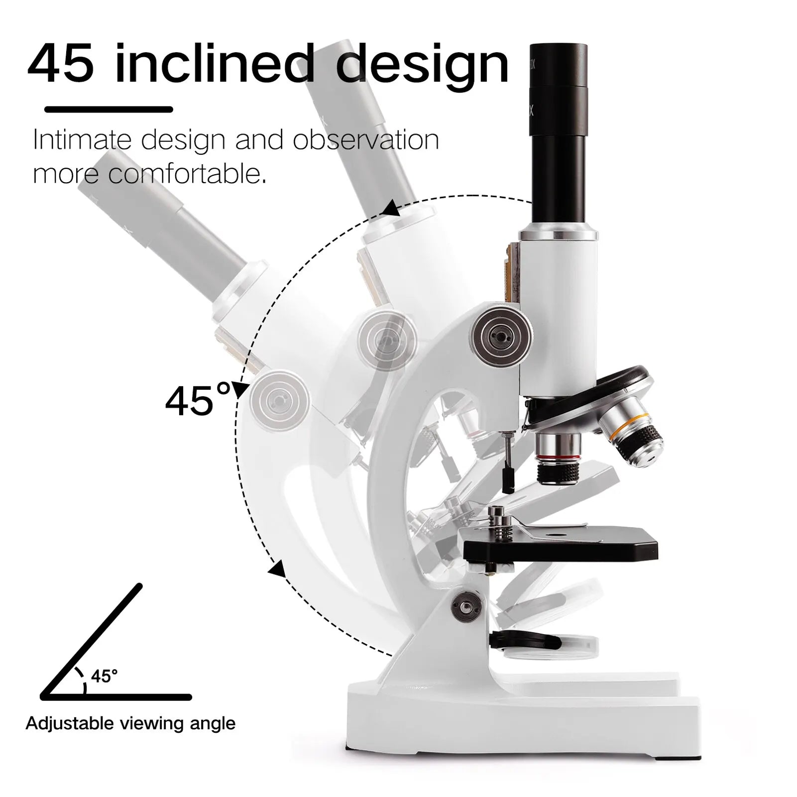 Microscopio óptico monocular 64X-2400X para niños de primaria, ciencias, biología experimental, microscopio digital
