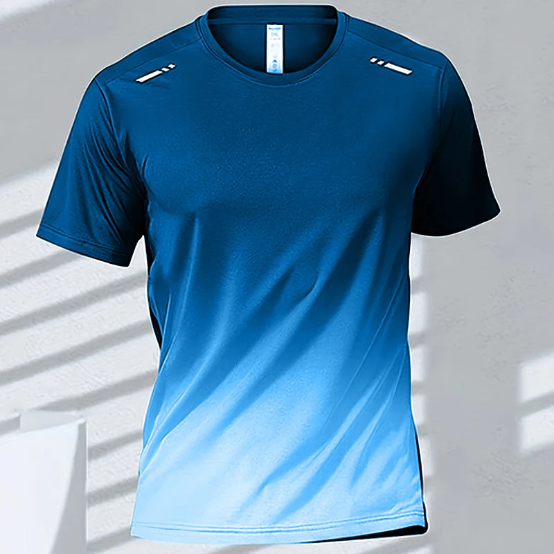 Camisetas deportivas para hombre, ropa deportiva de fitness, de secado rápido, con gradiente, de manga corta, para exteriores, baloncesto, entrenamiento, running, ropa para hombre