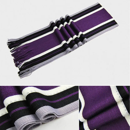 Classic Striped Outdoor Scarves Men Cashmere Soft Knitted Striped Scarf Long Tassel Neck Warmer Men'S Winter Scarf