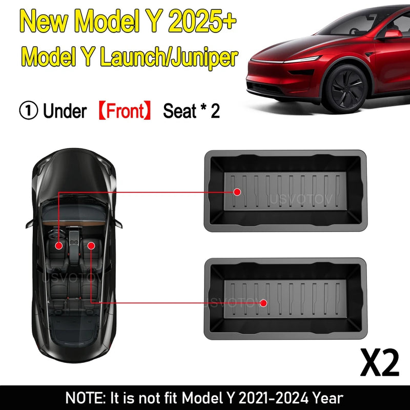 For Tesla New Model Y 2025 Launch Juniper Seat Storage Box Center Console Organizer Bins Front Rear Tray Trash Accessories