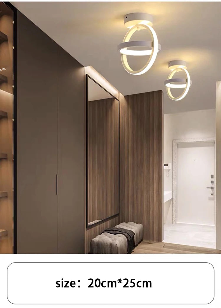 Modern LED Ceiling Light 2 Rings Creative Design Ceiling Lamp Indoor Lighting Fixtures Hallway Balcony Aisle Office Light