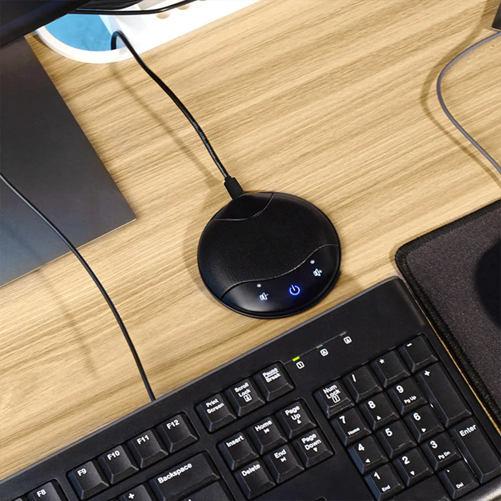 HCSTVCON Microphone Omnidirectional Video Conference Mini Portable 360° Voice Pickup USB Plug for Meeting Business Online Live