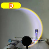 Proyector de lámpara de atardecer LED USB RnnTuu, luz nocturna portátil para decoración del hogar, luz de ambiente para sala de estar, fotografía de pared, luces de neón