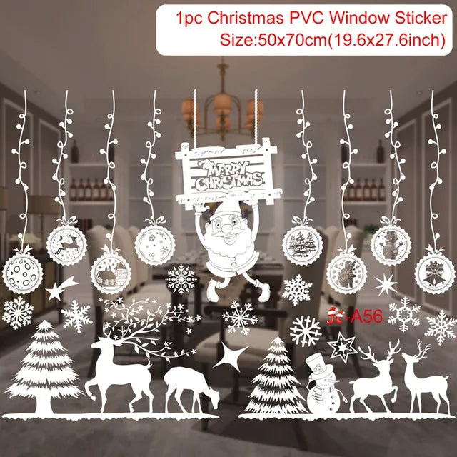 Christmas Window Stickers for Kids Room, Wall Decals, Merry Christmas Decorations for Home, New Year 