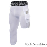 3/4 One Leg Compression Tights for Basketball Leg Sleeve Capri Athletic Base Layer Underwear for Gym Running