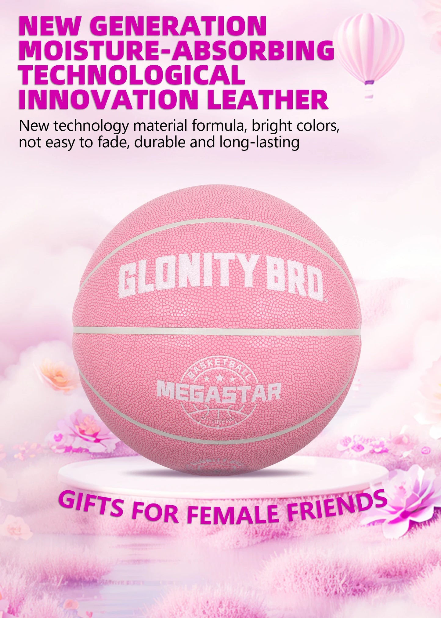 Women's Basketball Size 5,6,7 Pink Official Competition Child Basketball Indoor Outdoor Standard Ball PU Non-slip Wear-resistant