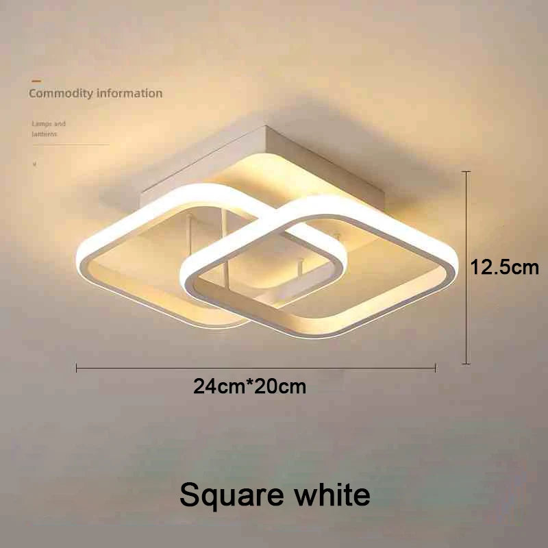 Lámpara de techo LED moderna de 2 anillos, diseño creativo, iluminación interior, pasillo, balcón, oficina.