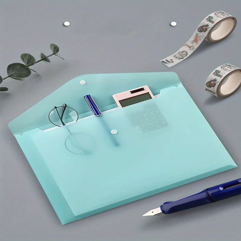 10pcs A4 Transparent Plastic File Folders, Waterproof PP Document Storage Bags - For Student Test Papers & Office Organization