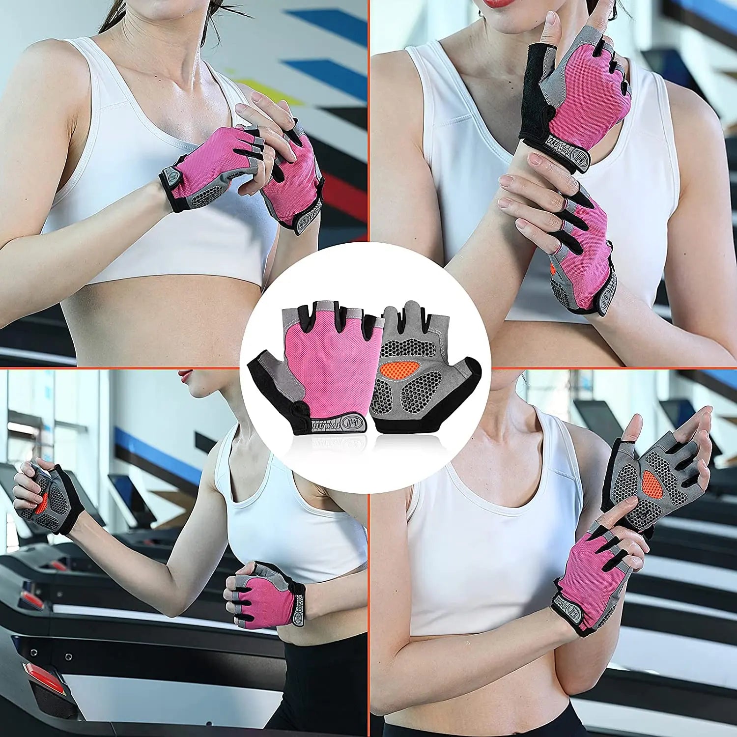 Men Women Gym Gloves Weightlifting Fitness Training Non Slip Palm Protector Breathable Fingerless Bike Bicycle Cycling Gloves