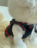 FATHIN Dog Princess Dresses Puppy Bow Knot Dress Luxury Pet Skirt Striped Dresses for Small Medium Cats