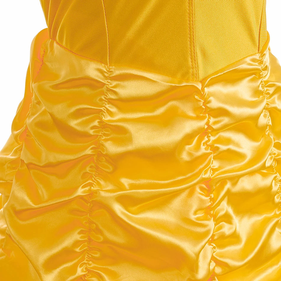 Children Princess Costume Kids Halloween Carnival Beauty Beast Birthday Party Clothes Girl Yellow Belle Cosplay Dress Up