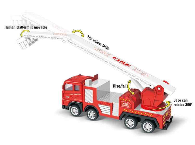 Children Fire Truck Pull Back Toys Fire Telescopic Ladder Truck Inertia Car Fire Rescue Water Tanker Model Boys Birthday Gift