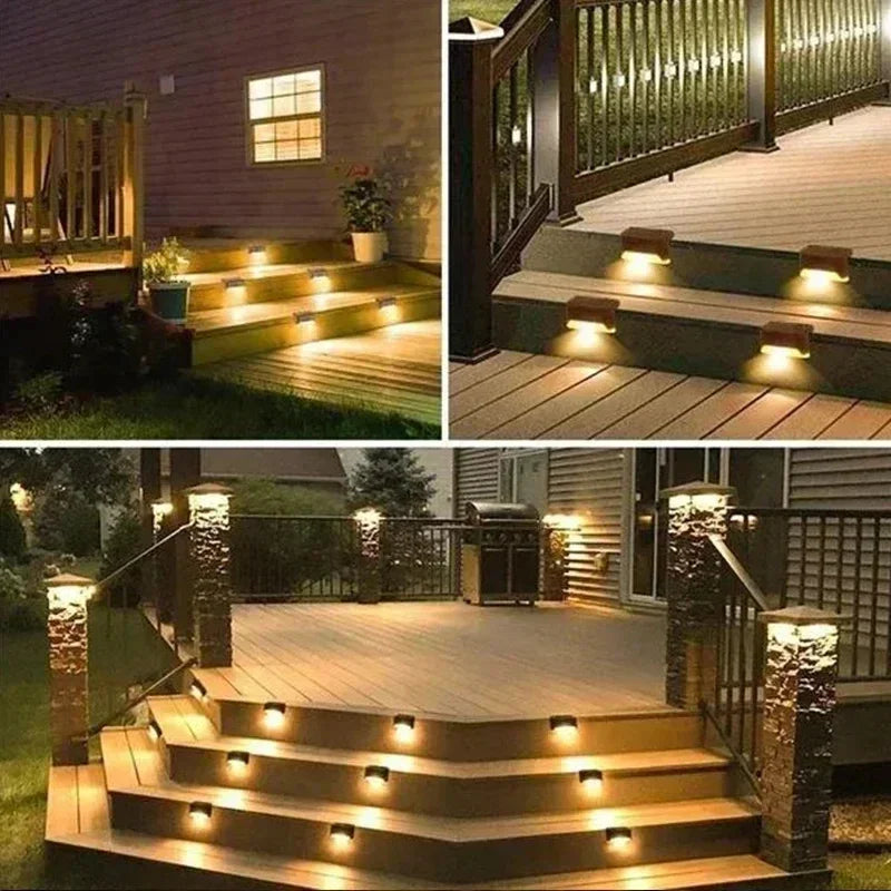 1-12 Pack Solar Deck Lights Outdoor Step Lights Waterproof Led Solar Lamp for Railing Stairs Step Fence Yard Patio and Pathway