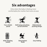 Baby Stroller 3‑in‑1 Travel System Pushchair Lightweight Pram from Birth All‑Terrain Baby Buggy Compact Fold Stroller Summer