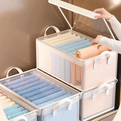 Cesta de almacenamiento transparente de PVC para ropa interior, caja de almacenamiento con marco de acero inoxidable, organizador de armario, caja de tela impermeable