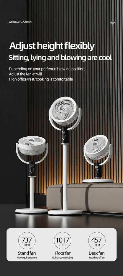 Floor Circulating Fan 6000 mAh Large Capacity Camping Fan With Remote Control Rechargeable Floor-standing Fan Adjustable Height
