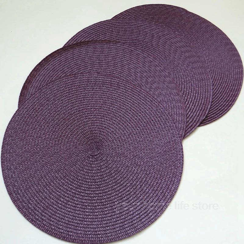 Round Placemats Set  Braided Circle Place Mat Washable Table Mats for Kitchen Dining Table Mixed Color Non-Slip Place mats